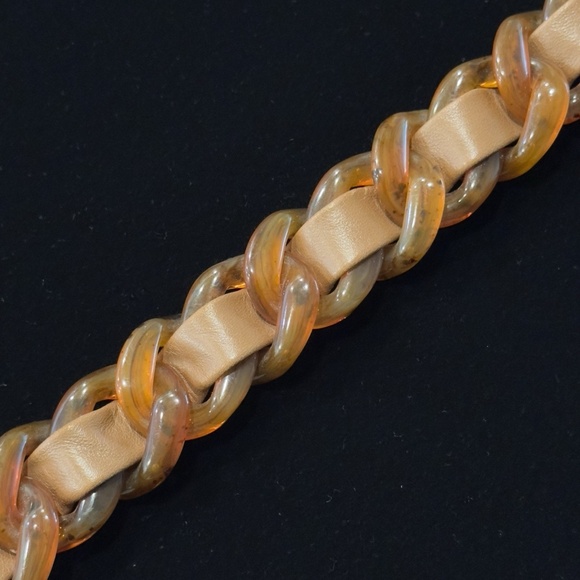 Vintage PRADA Women's Brown Leather Resin Chain Waist Belt 70/28 - Picture 6 of 13